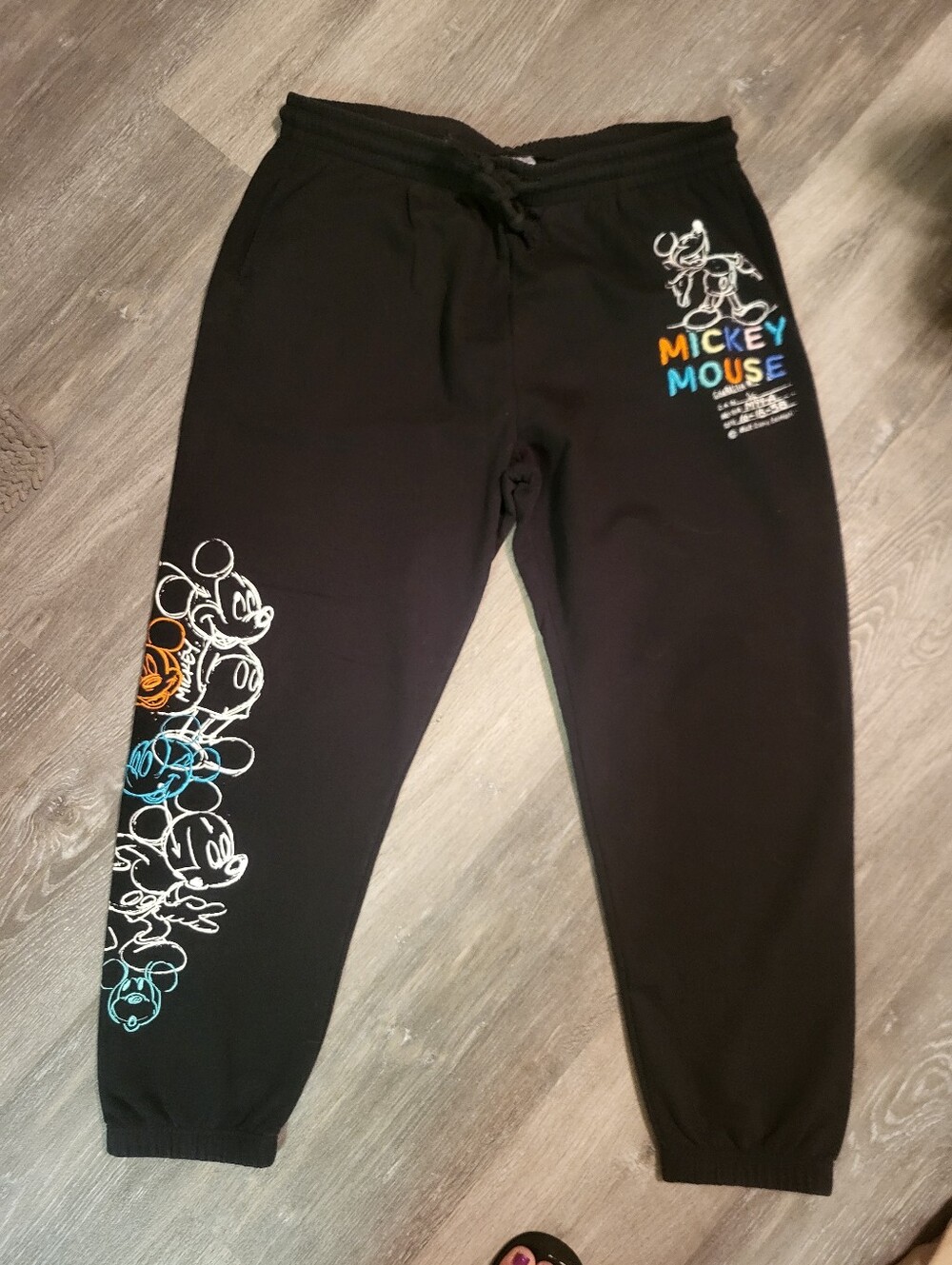 Disney Mickey Mouse Sweatpants Jogger Pants Junior’s XXL 19 Black Embroidered